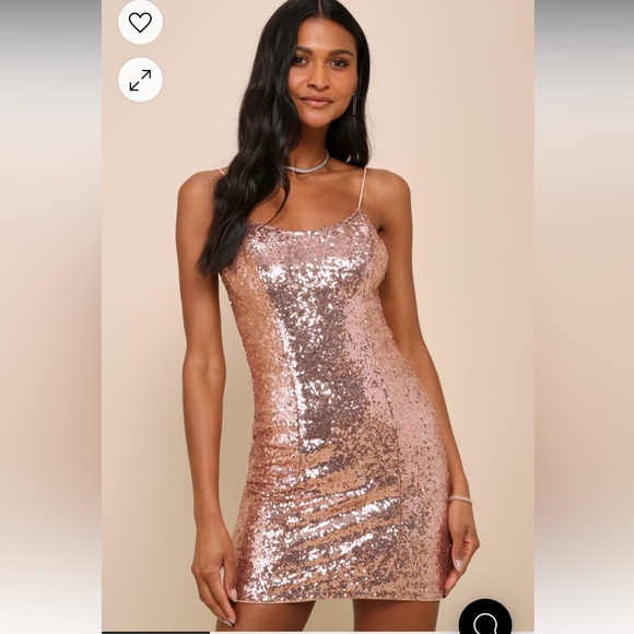 Lulu's NWT Bring It Rose Gold Sequin Bodycon Mini Dress - Picture 2 of 3